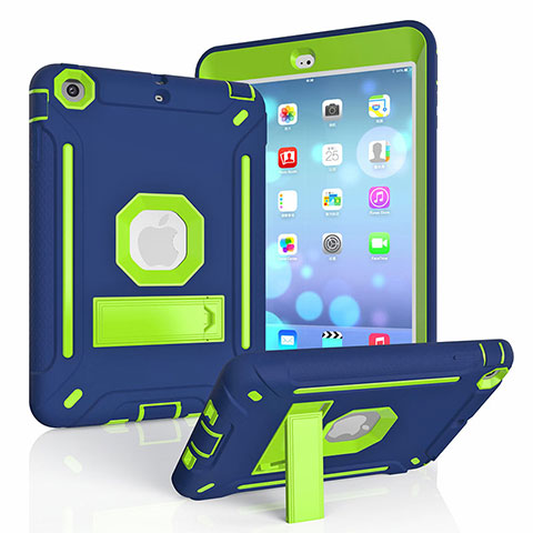 Custodia Silicone e Plastica Opaca Cover con Supporto YJ1 per Apple iPad Mini 2 Blu