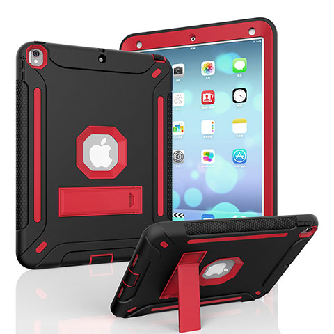 Custodia Silicone e Plastica Opaca Cover con Supporto YJ1 per Apple iPad Pro 10.5 Rosso e Nero