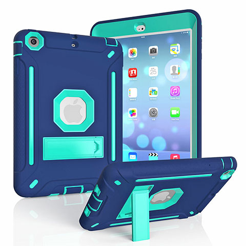 Custodia Silicone e Plastica Opaca Cover con Supporto YJ2 per Apple iPad Mini 2 Blu