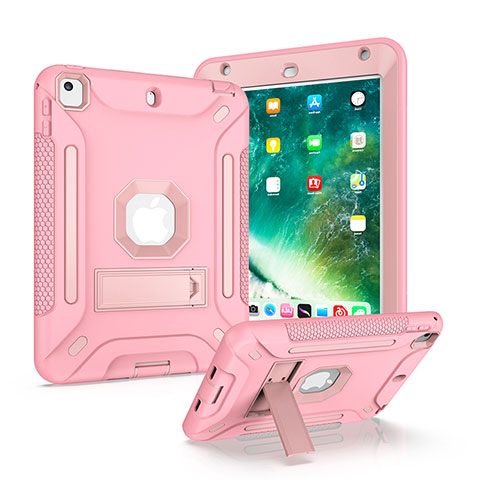 Custodia Silicone e Plastica Opaca Cover con Supporto YJ2 per Apple iPad Mini 4 Rosa