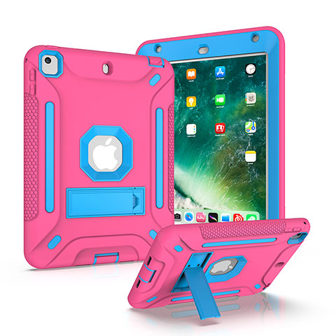 Custodia Silicone e Plastica Opaca Cover con Supporto YJ2 per Apple iPad Mini 5 (2019) Rosa Caldo