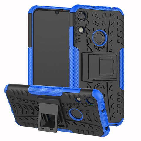 Custodia Silicone e Plastica Opaca Cover con Supporto Z01 per Huawei Y6 (2019) Blu