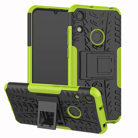 Custodia Silicone e Plastica Opaca Cover con Supporto Z01 per Huawei Y6 Prime (2019) Verde