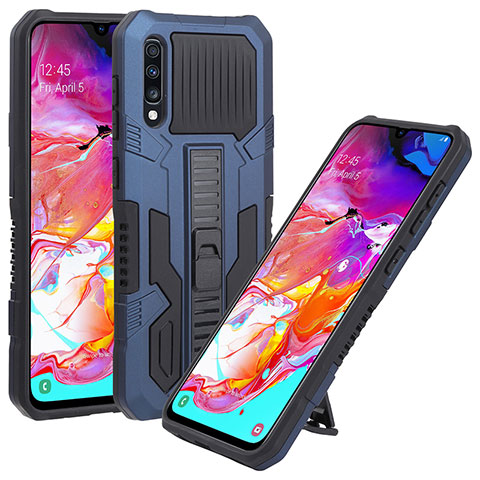 Custodia Silicone e Plastica Opaca Cover con Supporto ZJ1 per Samsung Galaxy A70 Blu