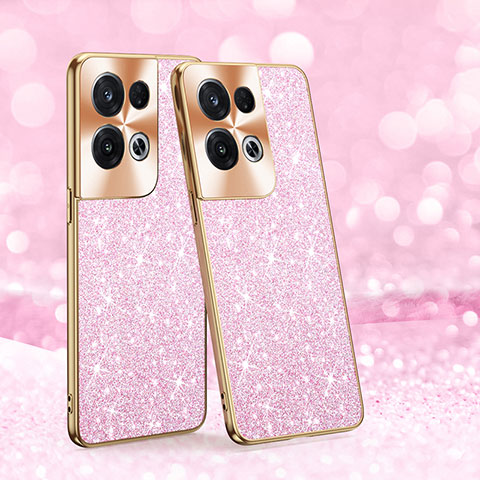 Custodia Silicone e Plastica Opaca Cover Fronte e Retro 360 Gradi Bling-Bling GS1 per Oppo Reno8 Pro 5G Rosa