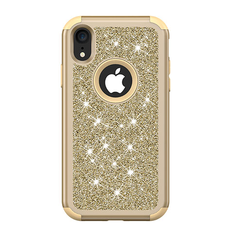 Custodia Silicone e Plastica Opaca Cover Fronte e Retro 360 Gradi Bling-Bling per Apple iPhone XR Multicolore