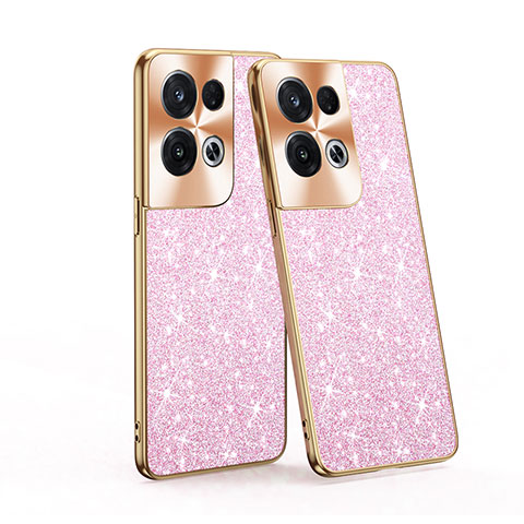 Custodia Silicone e Plastica Opaca Cover Fronte e Retro 360 Gradi Bling-Bling per Oppo Reno8 Pro 5G Rosa