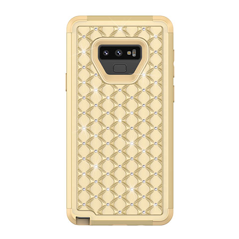 Custodia Silicone e Plastica Opaca Cover Fronte e Retro 360 Gradi Bling-Bling U01 per Samsung Galaxy Note 9 Oro