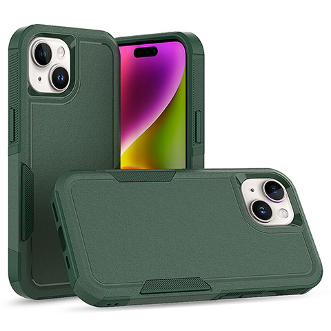 Custodia Silicone e Plastica Opaca Cover Fronte e Retro 360 Gradi MQ1 per Apple iPhone 13 Verde Notte