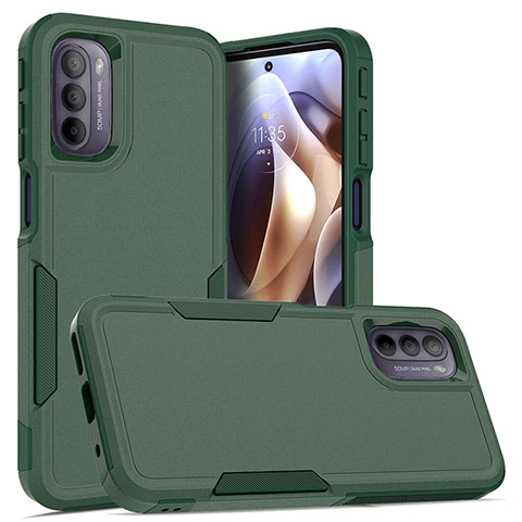 Custodia Silicone e Plastica Opaca Cover Fronte e Retro 360 Gradi MQ1 per Motorola Moto G31 Verde Notte