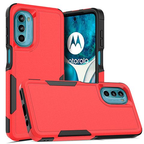 Custodia Silicone e Plastica Opaca Cover Fronte e Retro 360 Gradi MQ1 per Motorola MOTO G52 Rosso
