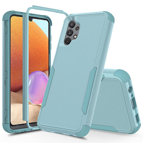 Custodia Silicone e Plastica Opaca Cover Fronte e Retro 360 Gradi MQ1 per Samsung Galaxy M32 5G Azzurro