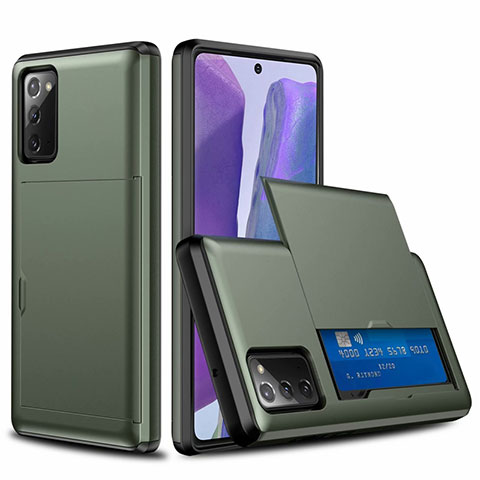 Custodia Silicone e Plastica Opaca Cover Fronte e Retro 360 Gradi N01 per Samsung Galaxy Note 20 5G Verde Notte