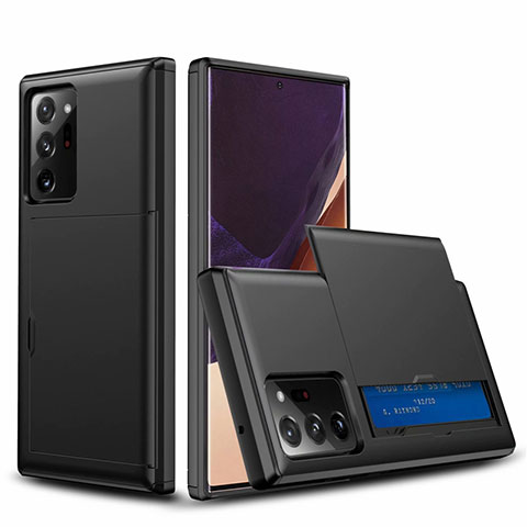 Custodia Silicone e Plastica Opaca Cover Fronte e Retro 360 Gradi N01 per Samsung Galaxy Note 20 Ultra 5G Nero
