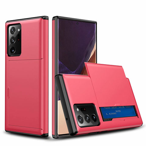 Custodia Silicone e Plastica Opaca Cover Fronte e Retro 360 Gradi N01 per Samsung Galaxy Note 20 Ultra 5G Rosso