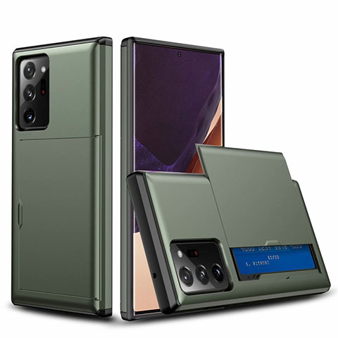 Custodia Silicone e Plastica Opaca Cover Fronte e Retro 360 Gradi N01 per Samsung Galaxy Note 20 Ultra 5G Verde Notte