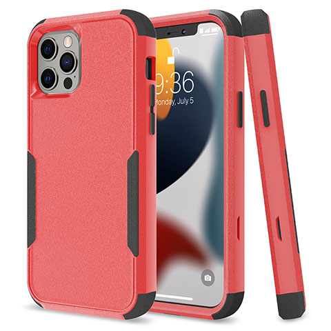 Custodia Silicone e Plastica Opaca Cover Fronte e Retro 360 Gradi per Apple iPhone 13 Pro Max Rosso