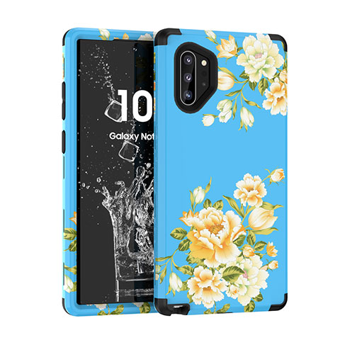 Custodia Silicone e Plastica Opaca Cover Fronte e Retro 360 Gradi per Samsung Galaxy Note 10 Plus Cielo Blu