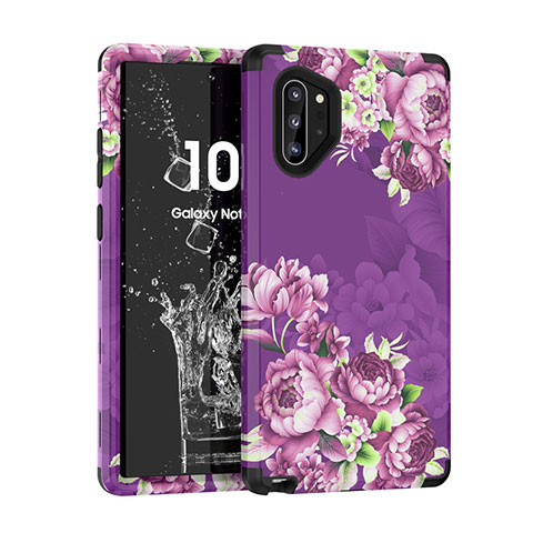 Custodia Silicone e Plastica Opaca Cover Fronte e Retro 360 Gradi per Samsung Galaxy Note 10 Plus Viola