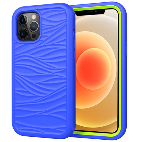 Custodia Silicone e Plastica Opaca Cover Fronte e Retro 360 Gradi R01 per Apple iPhone 12 Pro Blu
