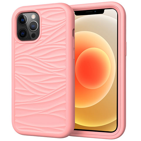 Custodia Silicone e Plastica Opaca Cover Fronte e Retro 360 Gradi R01 per Apple iPhone 12 Pro Rosa