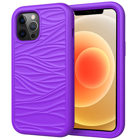 Custodia Silicone e Plastica Opaca Cover Fronte e Retro 360 Gradi R01 per Apple iPhone 12 Pro Viola