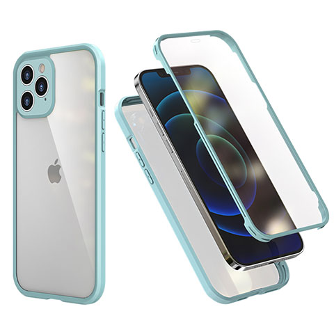 Custodia Silicone e Plastica Opaca Cover Fronte e Retro 360 Gradi R05 per Apple iPhone 12 Pro Max Verde Pastello