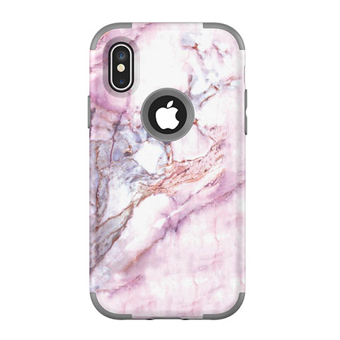 Custodia Silicone e Plastica Opaca Cover Fronte e Retro 360 Gradi U01 per Apple iPhone Xs Max Grigio