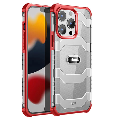 Custodia Silicone e Plastica Opaca Cover Fronte e Retro 360 Gradi U02 per Apple iPhone 13 Pro Max Rosso