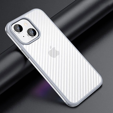 Custodia Silicone e Plastica Opaca Cover LD1 per Apple iPhone 15 Plus Argento