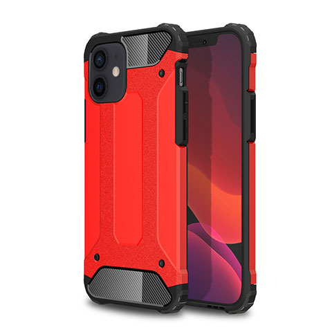 Custodia Silicone e Plastica Opaca Cover per Apple iPhone 12 Mini Rosso