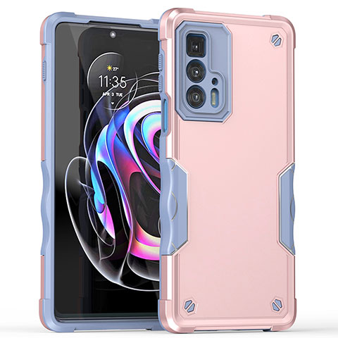 Custodia Silicone e Plastica Opaca Cover per Motorola Moto Edge 20 Pro 5G Rosa