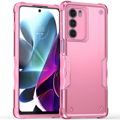 Custodia Silicone e Plastica Opaca Cover per Motorola Moto G200 5G Rosa Caldo