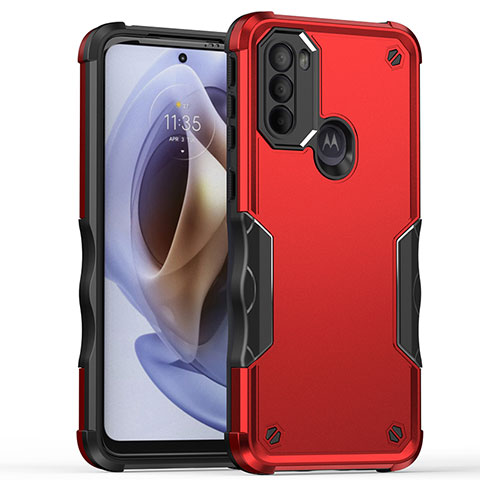 Custodia Silicone e Plastica Opaca Cover per Motorola Moto G31 Rosso
