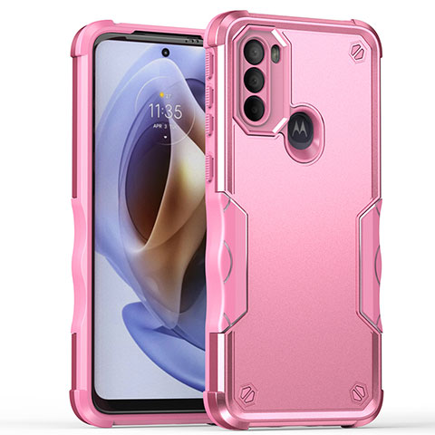 Custodia Silicone e Plastica Opaca Cover per Motorola Moto G41 Rosa Caldo