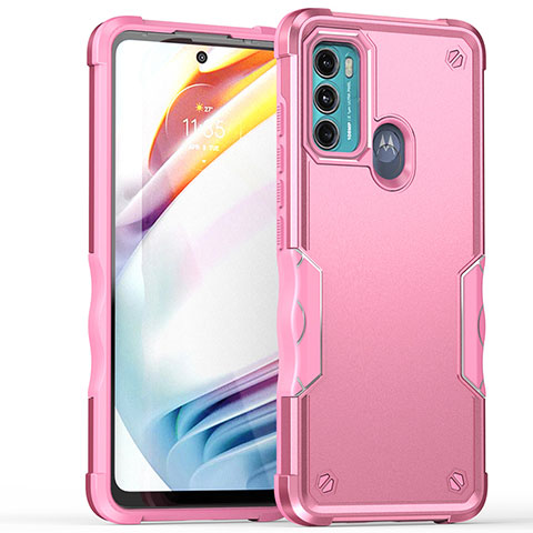 Custodia Silicone e Plastica Opaca Cover per Motorola Moto G60s Rosa Caldo