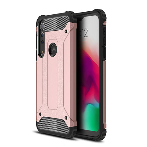 Custodia Silicone e Plastica Opaca Cover per Motorola Moto G8 Play Oro Rosa