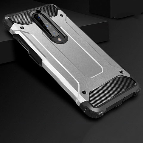 Custodia Silicone e Plastica Opaca Cover per OnePlus 8 Argento