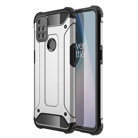 Custodia Silicone e Plastica Opaca Cover per OnePlus Nord N10 5G Argento