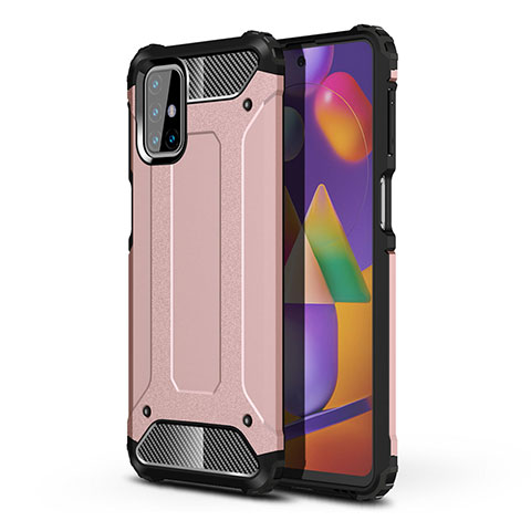 Custodia Silicone e Plastica Opaca Cover per Samsung Galaxy M31s Oro Rosa