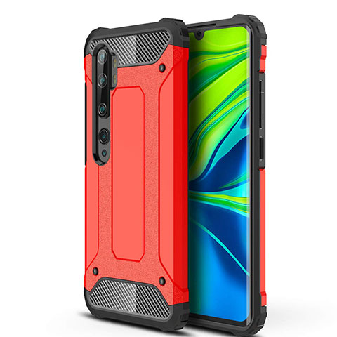 Custodia Silicone e Plastica Opaca Cover per Xiaomi Mi Note 10 Rosso