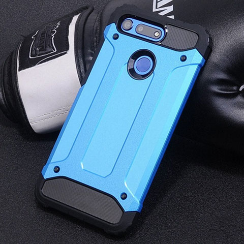 Custodia Silicone e Plastica Opaca Cover R01 per Huawei Honor V20 Cielo Blu