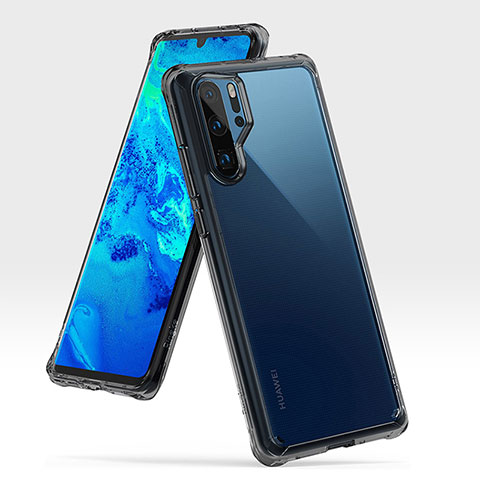 Custodia Silicone e Plastica Opaca Cover R02 per Huawei P30 Pro Grigio Scuro