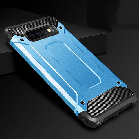 Custodia Silicone e Plastica Opaca Cover R02 per Samsung Galaxy S10 Plus Cielo Blu