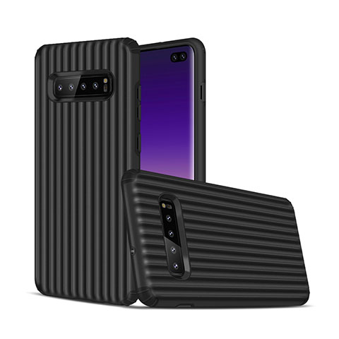 Custodia Silicone e Plastica Opaca Cover U01 per Samsung Galaxy S10 Plus Nero