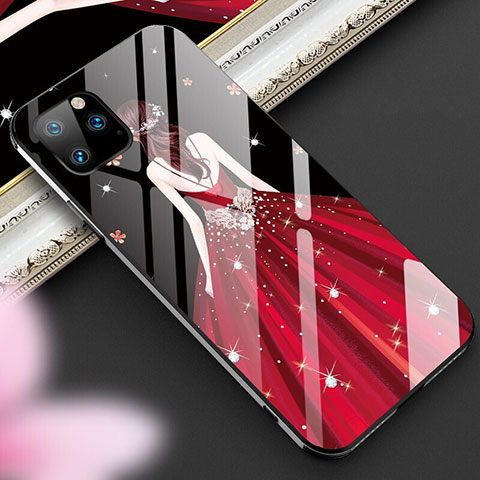 Custodia Silicone Gel Laterale Abito Ragazza Specchio Cover M01 per Apple iPhone 11 Pro Rosso