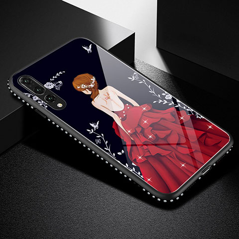 Custodia Silicone Gel Laterale Abito Ragazza Specchio Cover per Huawei P20 Pro Rosso e Nero