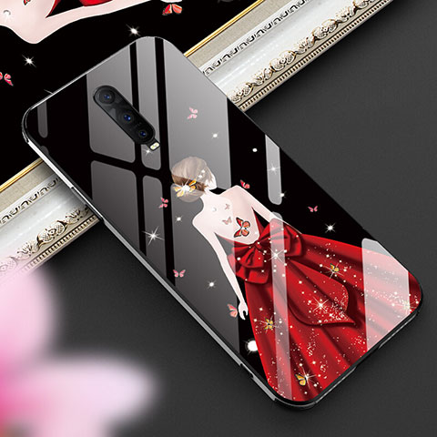 Custodia Silicone Gel Laterale Abito Ragazza Specchio Cover per Oppo R17 Pro Rosso