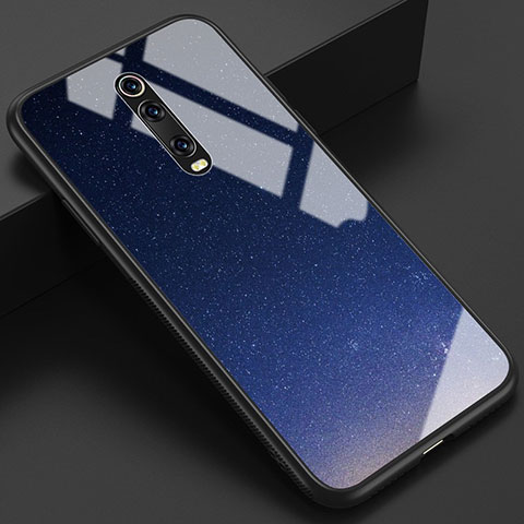 Custodia Silicone Gel Laterale Fantasia Modello Specchio Cover K01 per Xiaomi Mi 9T Blu