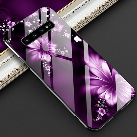 Custodia Silicone Gel Laterale Fantasia Modello Specchio Cover K04 per Samsung Galaxy S10 5G Viola